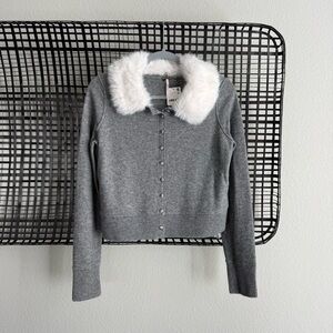 Free people Nocturnal Faux Fur Collar Cardi